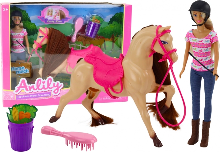 Speelset met pop Anlily Jockey en paard