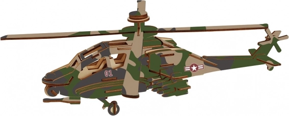 Woodcraft houten 3D-puzzel gevechtshelikopter APACHE