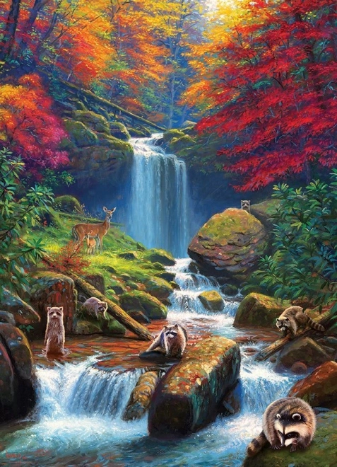 Puzzel Mystieke watervallen in de herfst 1000 stukjes