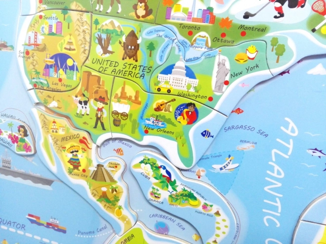 Magnetische puzzel wereldkaart - afbeeldingen en spel 2in1