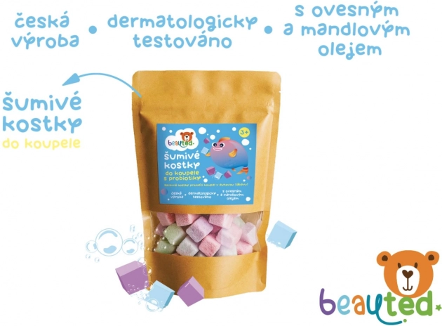 Bruisende badblokjes met probiotica in hersluitbare zak