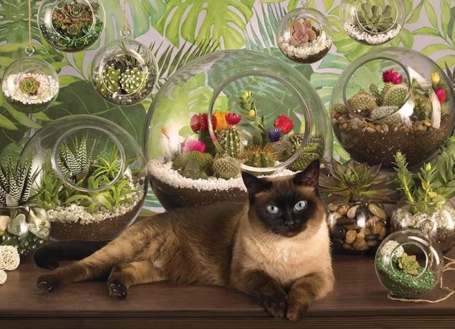 Puzzle COBBLE HILL kat en terrariums 1000 stukjes