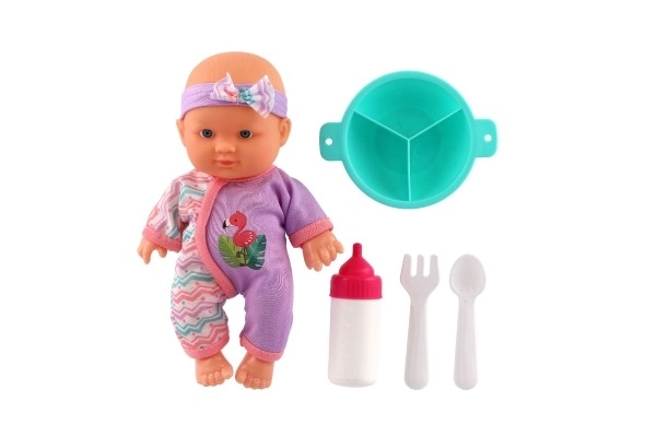 Poppenbaby 20cm stevig lichaam met accessoires in doos 23x24x8cm