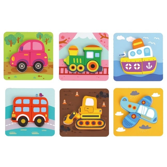 Woopie houten puzzel voertuigen Montessori FSC