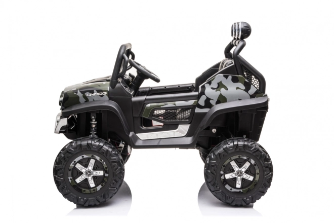 Elektrische kinderauto Unimog S in camouflagekleur