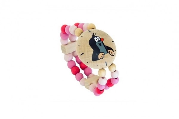 Horloge met mol armband roze hout op kaart