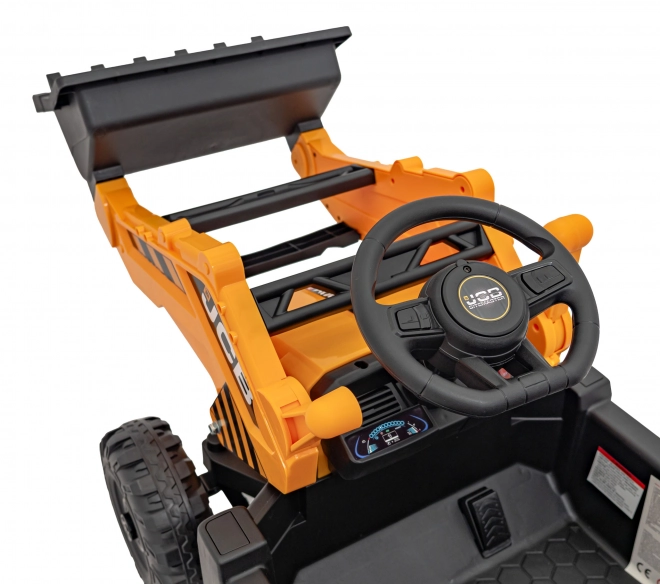 Kinder ritje op JCB Traktor met graafmachine