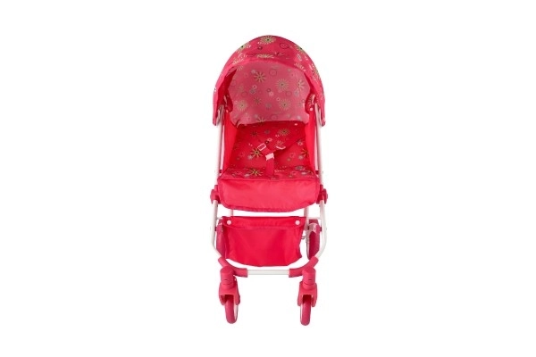Sportieve poppenwagen met kap speelgoed stof 58x35x70cm in doos 33x48x16cm