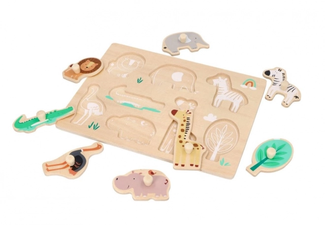 Houten puzzel met handvatten Safari