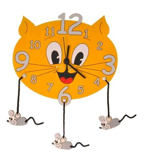 DoDo Houten kinderklok kat met muizen