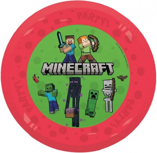 Herbruikbaar plastic bord met MINECRAFT‑motief van Godan 21 cm