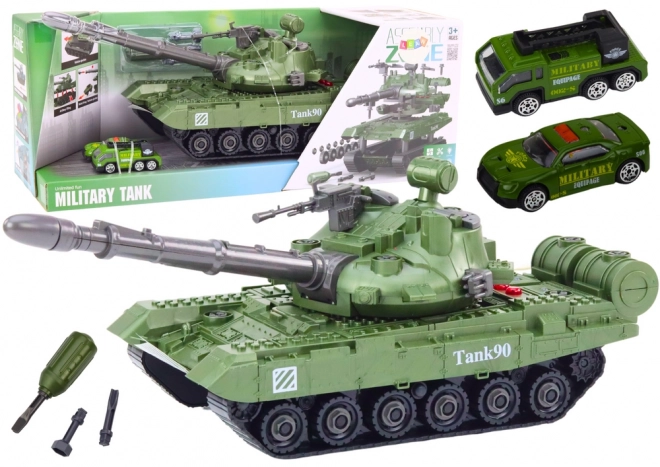 Groene tank DIY voor kinderen met demonteerbare onderdelen en geluiden