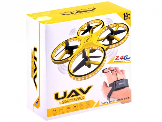 Drone bestuurd door handgebaren + afstandsbediening Quadrocopter RC0573 – Geel