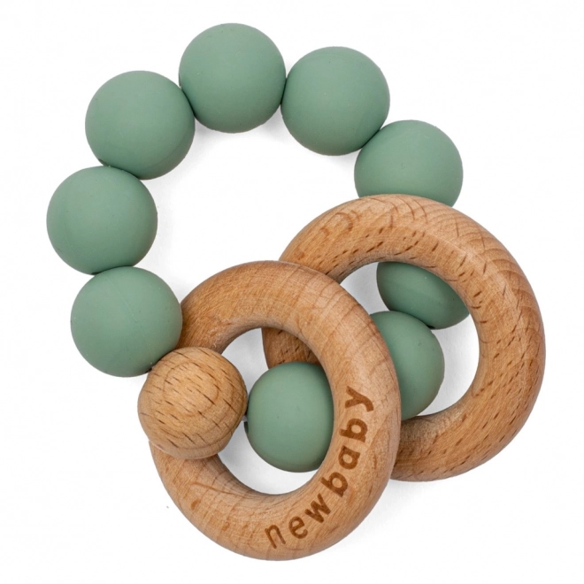 Bijtring met siliconen balletjes groen New Baby