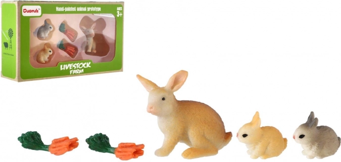 Plastic konijntjes met accessoireset, 3 stuks