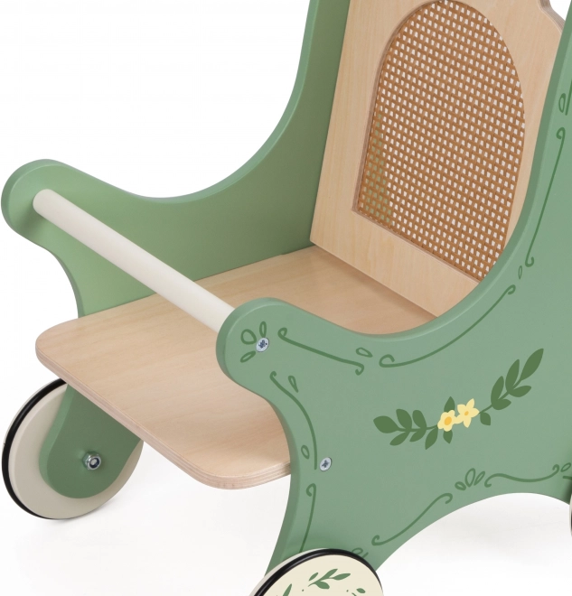 Houten vintage kinderwagen voor poppen