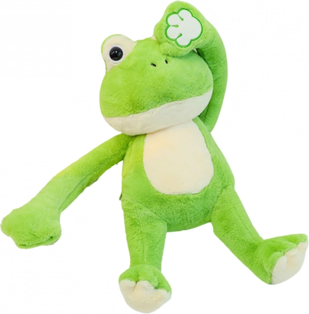 Pluchen kikker met groene magneten 23 cm