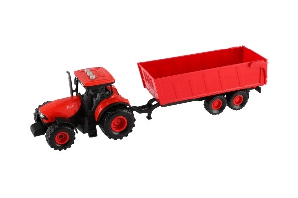 Rode Zetor tractor met aanhanger met geluidseffecten en lichteffecten - 36 cm