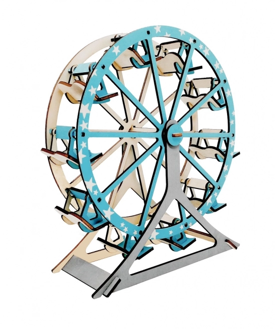 Houtambacht Houten 3D puzzel Russisch wiel turkoois
