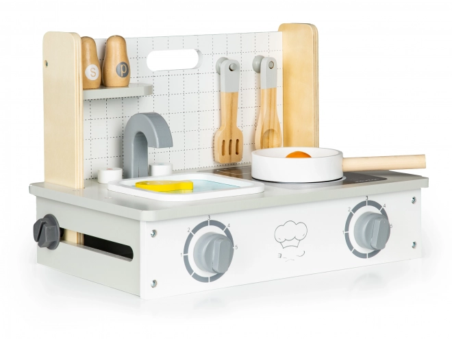 Houten mini keuken met accessoires