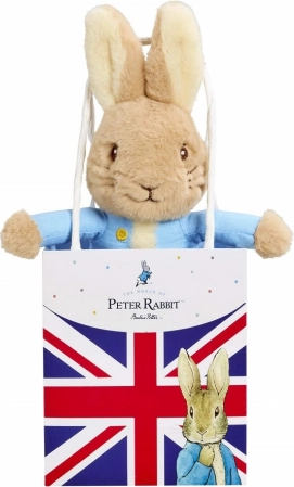 Pluchen Pieter Konijn in geschenkzak Union Jack