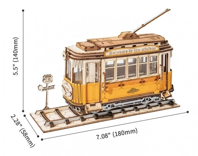 Retro Tram - 3D houten bouwpakket