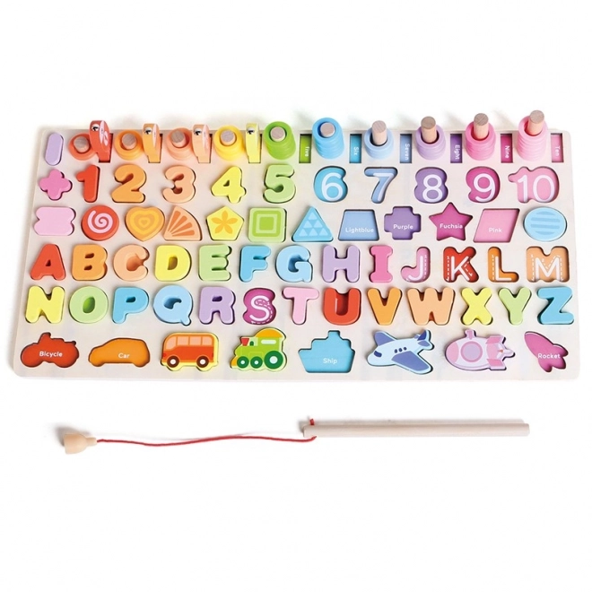 Houten puzzel 6-in-1 Nummers Letters Vissen