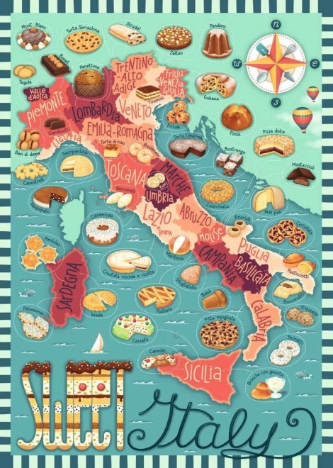 Puzzel RAVENSBURGER Zoete kaart van Italië 1000 stukjes