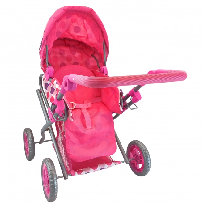 kinderwagen voor poppen 3-in-1 roze met stippen