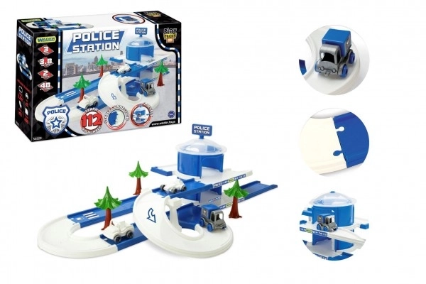 Garage+rail Kid Cars 3D Politie plastic 3,8m in doos 59x40x15cm 12m+ Wader