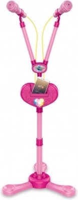PLEJO Standaard met twee microfoons roze