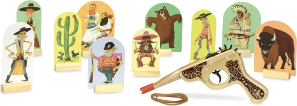 Houten westernpistool met doelen VILAC