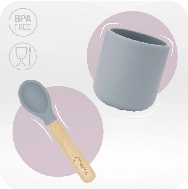 MoMi AMI kinder siliconen eetset grijs