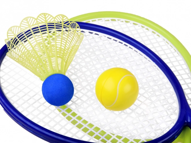 Badminton- en tennisset met foam ballen en shuttles