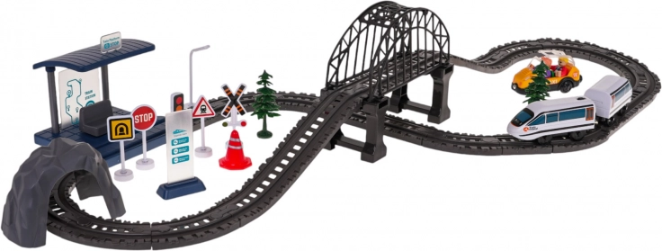 Kinder-treinstation met brug en tunnel, 76 onderdelen