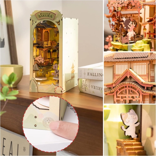 RoboTime 3D Puzzel Boekensteun "Falling Sakura" (hout)