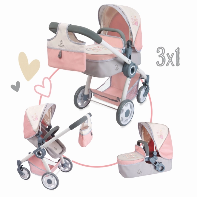DeCuevas 80586 Opvouwbare Poppenwagen 3 in 1 met Tas FUNNY 2023 - 70 cm