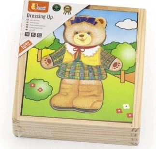 Viga houten logisch puzzel Kleed de beer aan – meisje