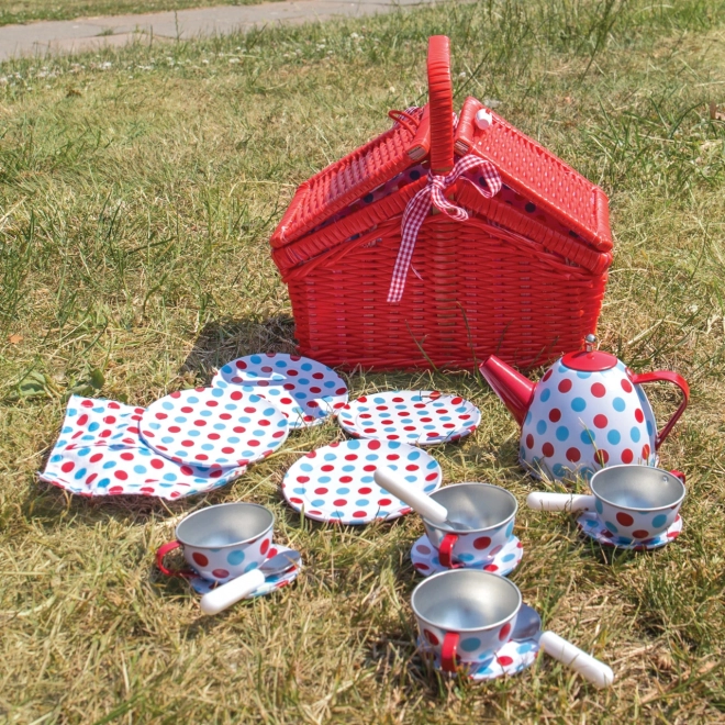 Bigjigs Toys Gestippeld Theeservies in Picknickmand