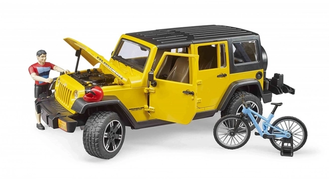 Bruder Jeep Wrangler Rubicon met fietser en fiets