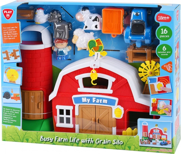 speelgoedboerderij met silo en accessoires met geluiden, plastic set 18m+