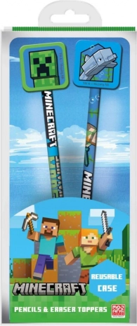 Set potloden MINECRAFT met toppers, 2 stuks