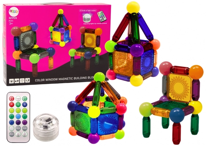 Set magnetische blokken met verlichting 32 elementen