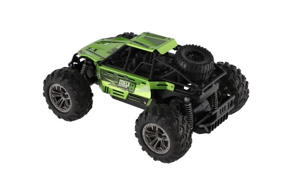 Auto RC buggy terrein groen 22cm kunststof 2,4GHz op batterijen + oplaadpakket in doos 32x16x18cm