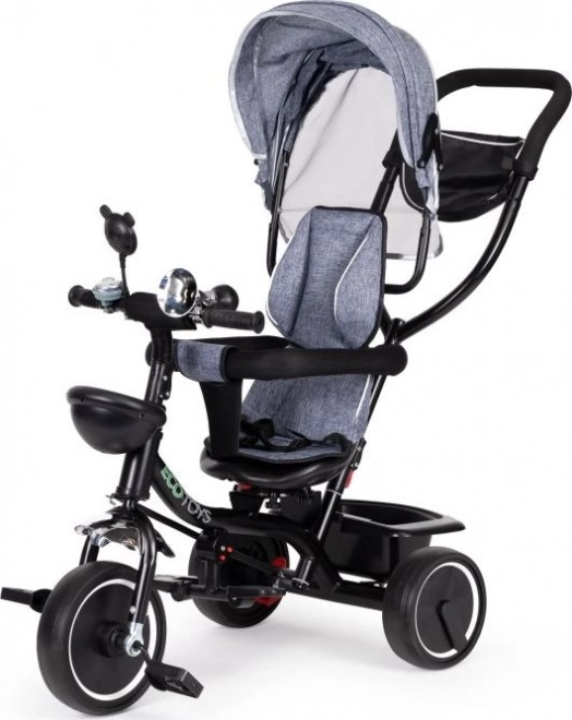 ECOTOYS Driewieler met dak en duwstang grijs