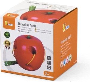 VIGA houten rijgappeltje met wormpje Montessori