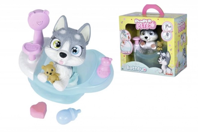 Husky Hondje Pamper Petz in bad