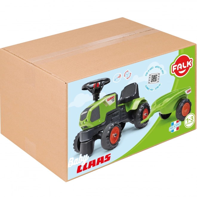 Loopauto - traktor Claas met stuur en aanhanger