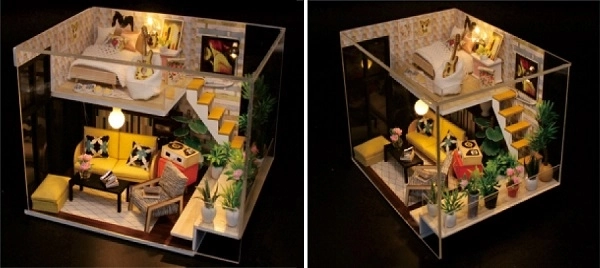 Negen miniatuur huisjes Cynthia's vakantie kamer