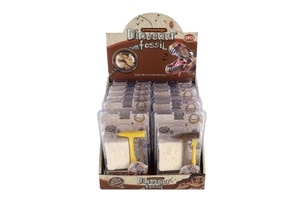 Kleine archeoloog dinosaurus fossiel plastic 2 kleuren in blister 12,5x19x5cm 12 stuks in doos